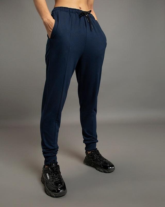 women's blue slim fit joggers