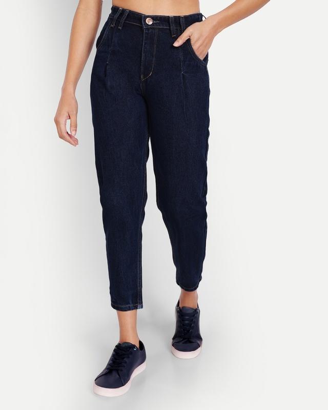 women's blue straight fit jeans