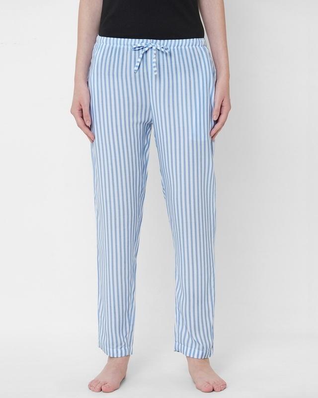 women's blue striped lounge pants