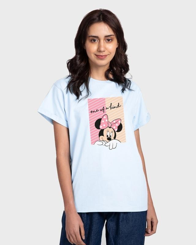 women's blue unique minnie (dl) graphic printed boyfriend t-shirt