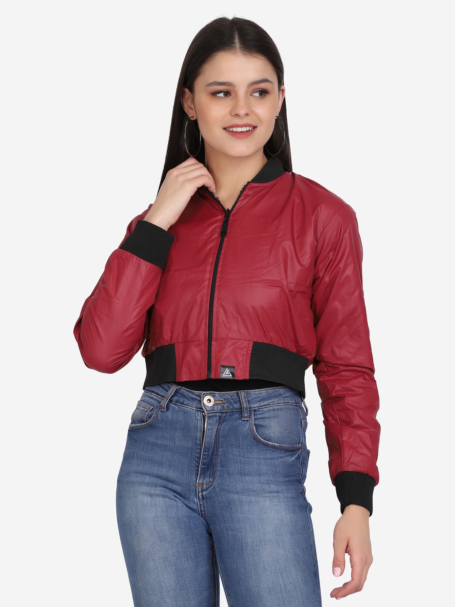 women's bomber jacket wine