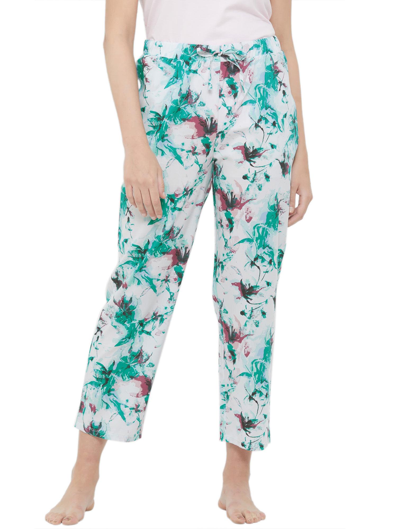 women's botanical print pyjama - white