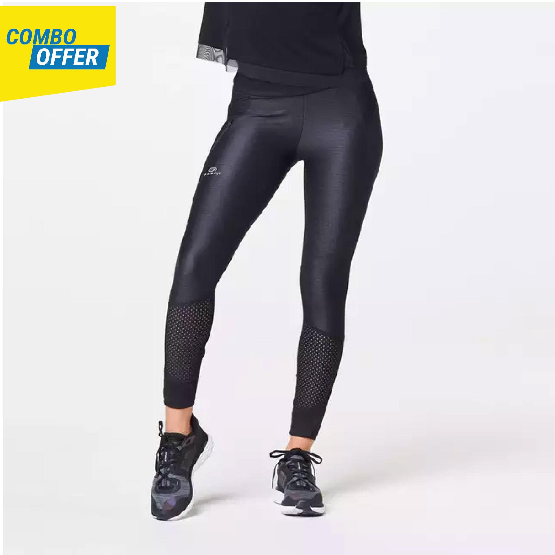 women's breathable long running leggings dry+feel - black