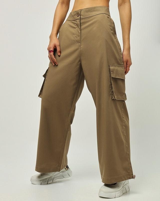 women's brown oversized cargo pants