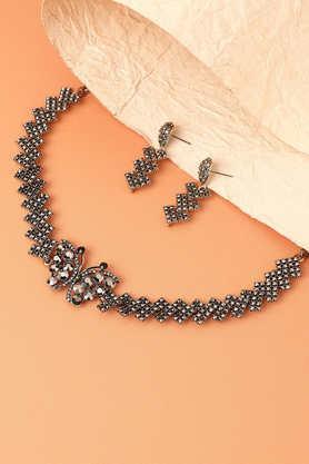 women's butterfly jewellery set - dark silver