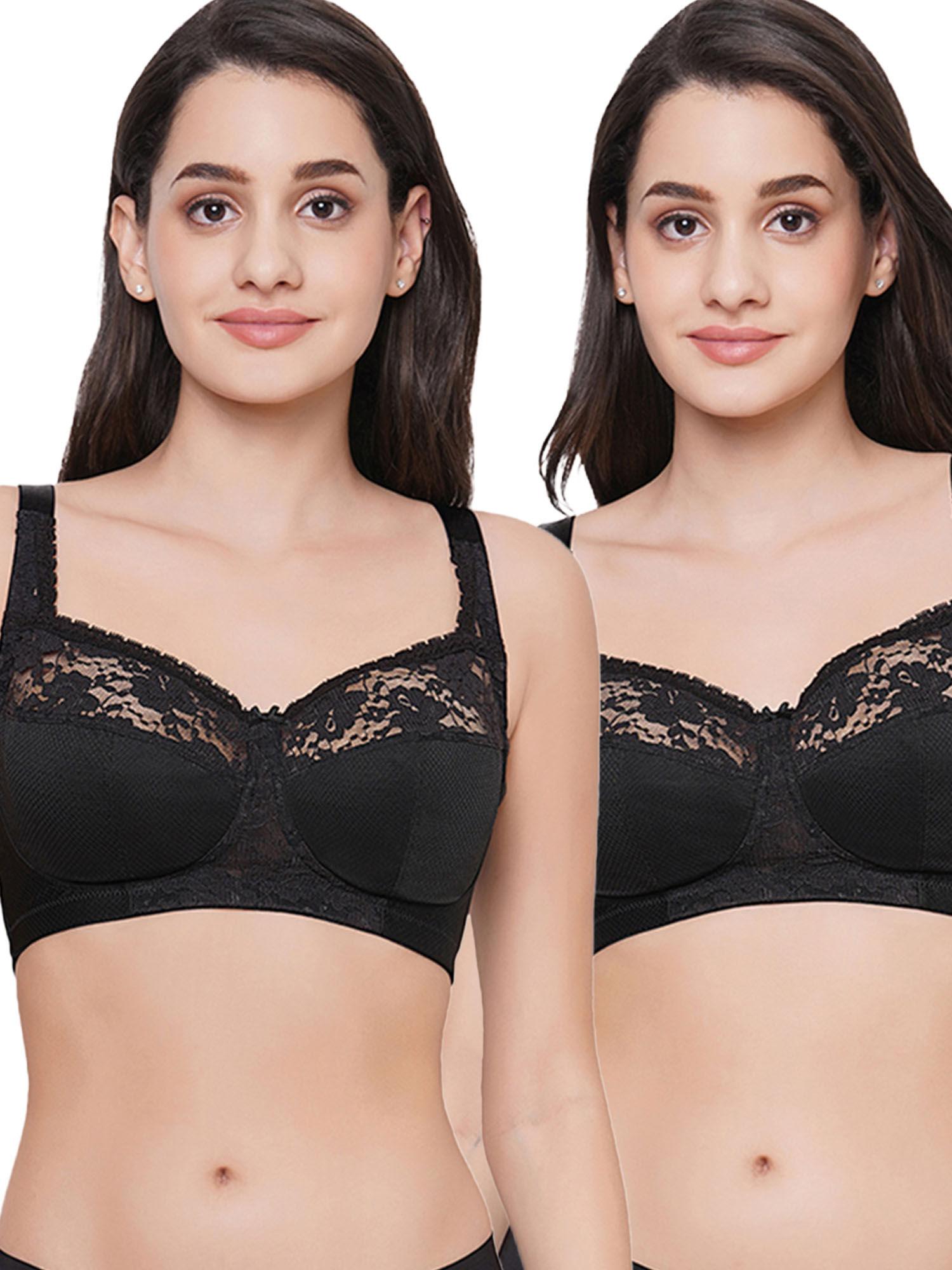 women's charming illusion non padded non wired full cup pack of 2 black minimizer bra