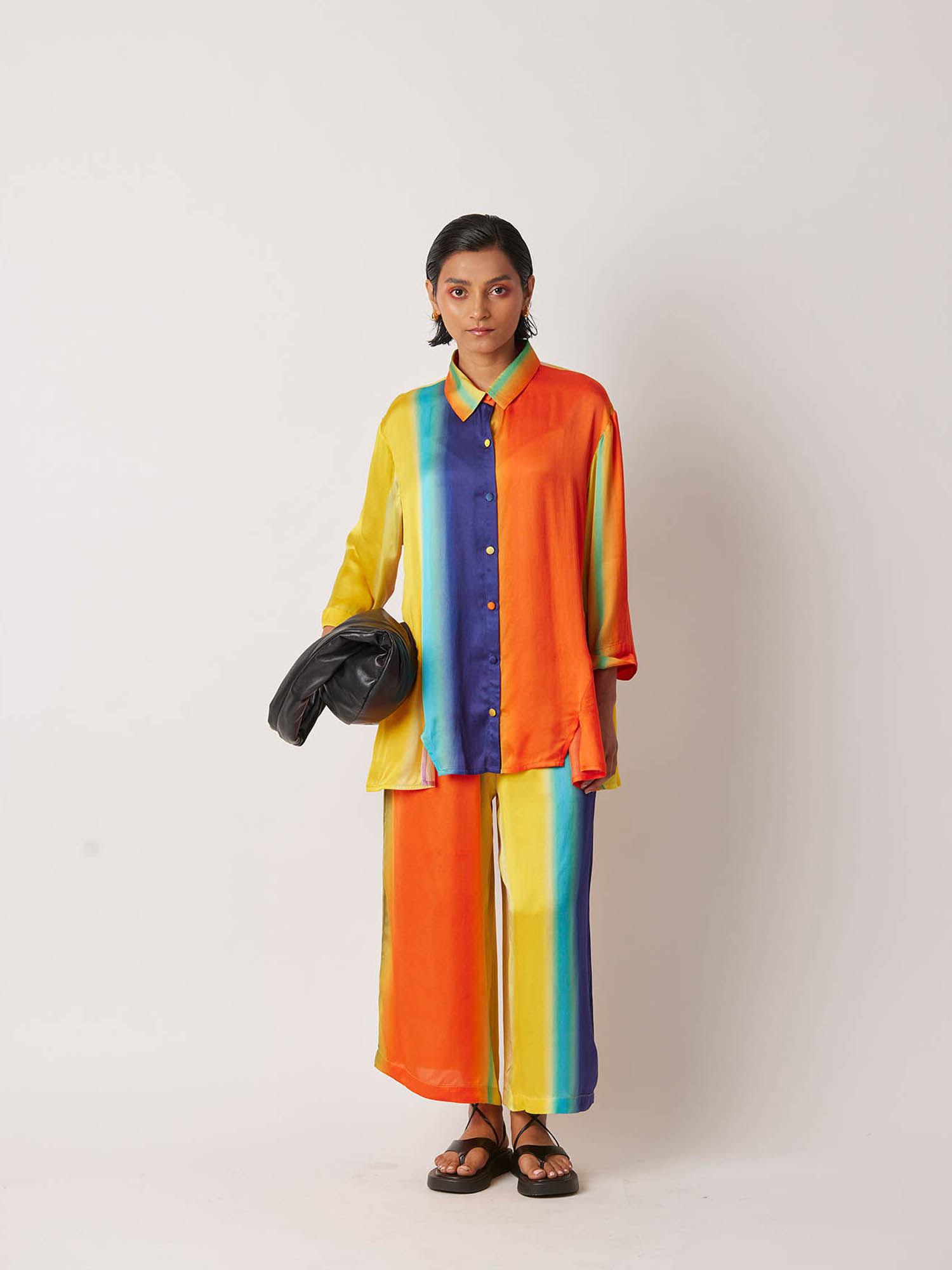 women's cheboy colorblock & printed multi-color shirt