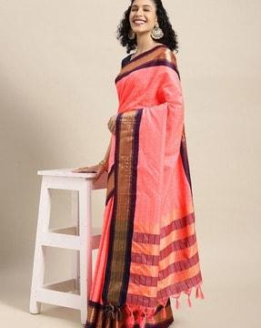 women's checks pattrens zari woven pure silk desinger gadwal saree with blouse piece saree