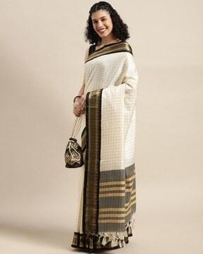 women's checks pattrens zari woven pure silk desinger gadwal saree with blouse piece saree