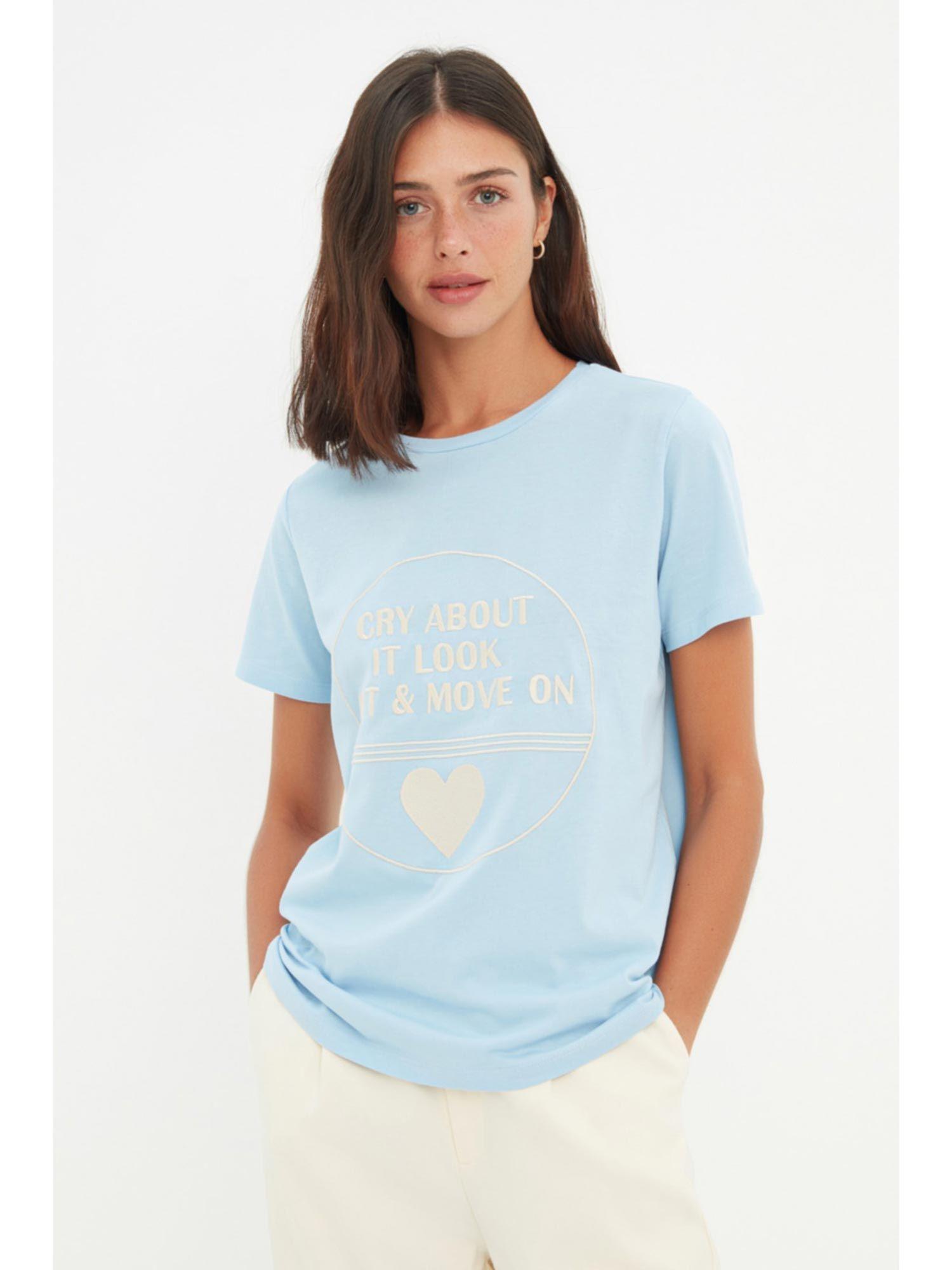 women's comfortable blue t-shirts