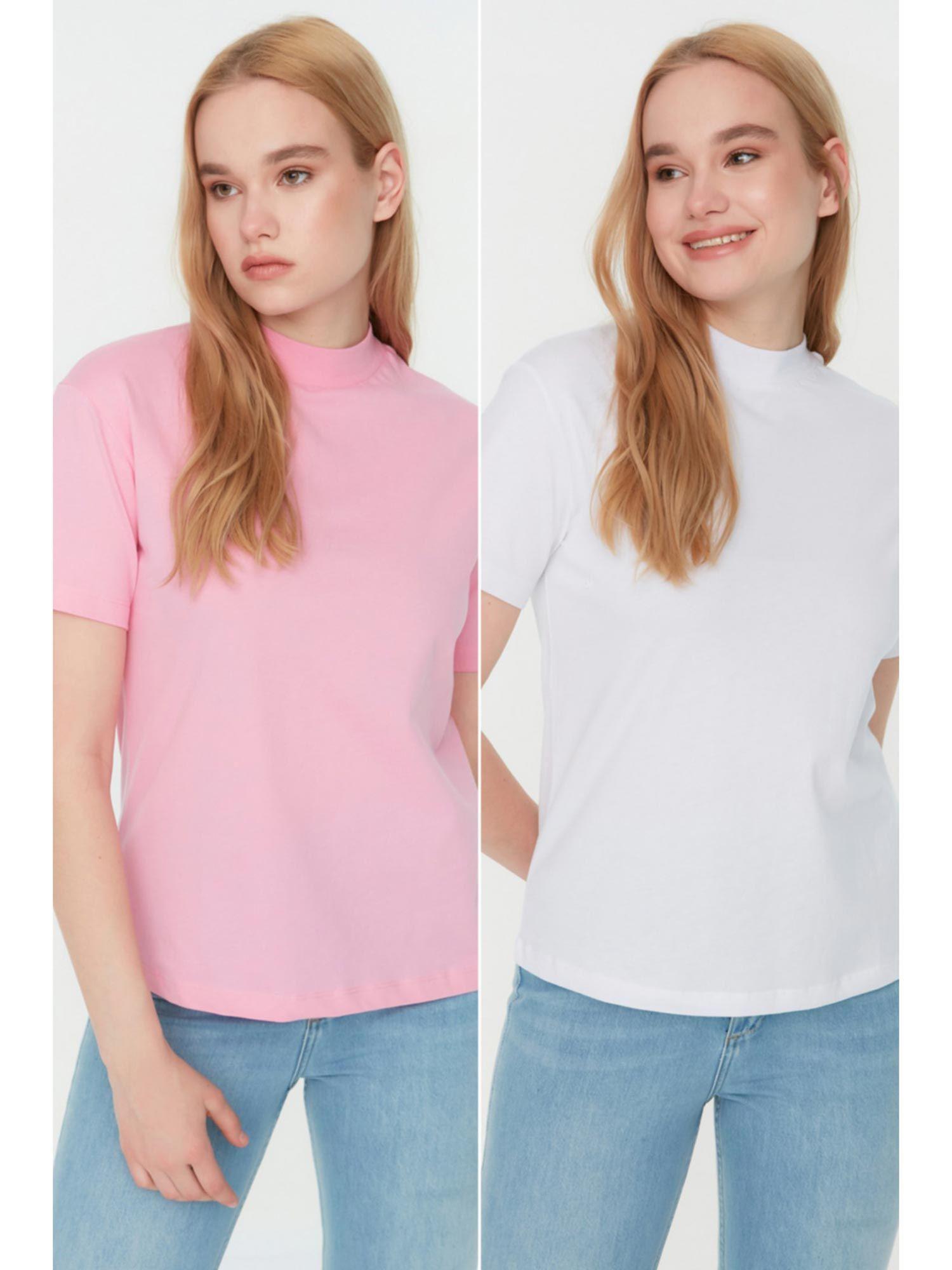 women's comfortable pink t-shirts pack of 2 (set of 2)