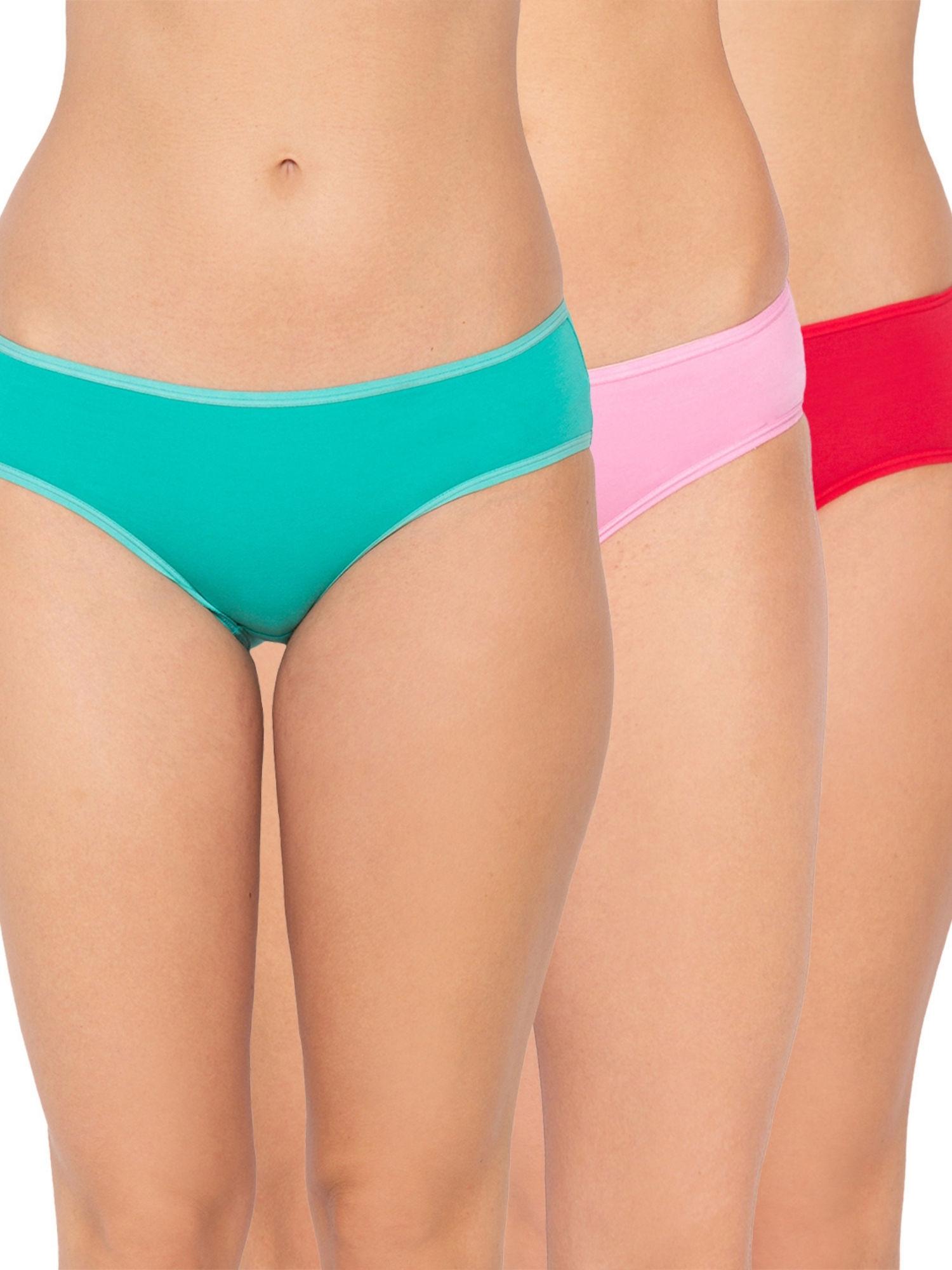 women's cotton bikini panty (pack of 3) - multi-color