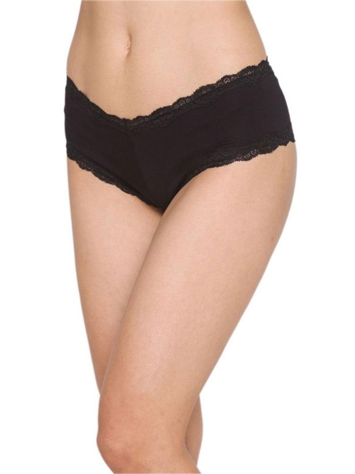 women's cotton cheeky hipster panty - black