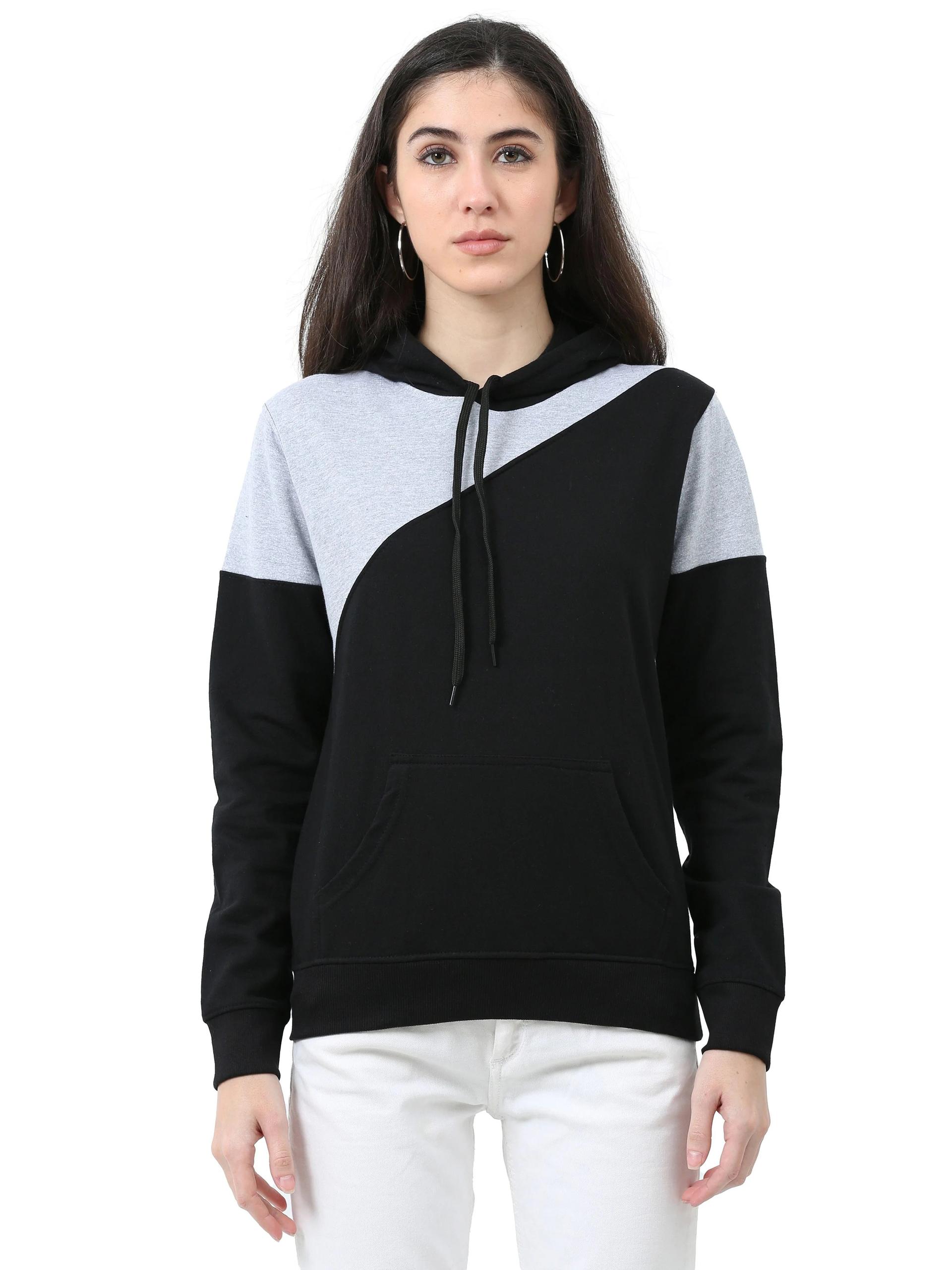 women's cotton color block  sweatshirt hoodies