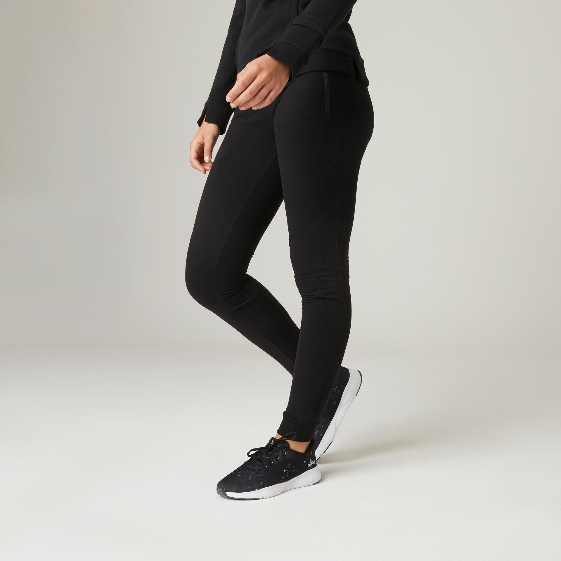 women's cotton fleece slim fit gym joggers 510 - black