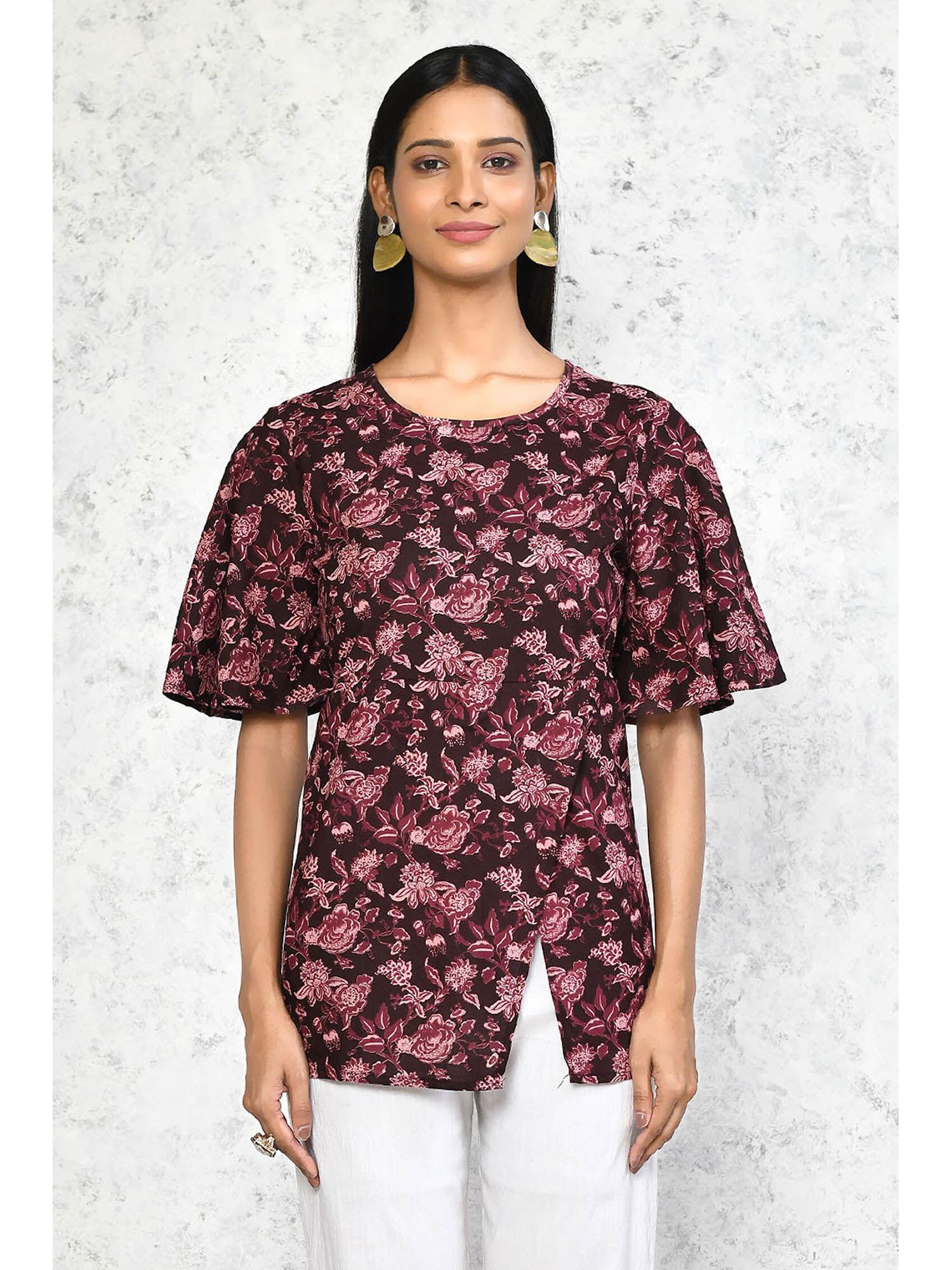 women's cotton floral print straight tunic