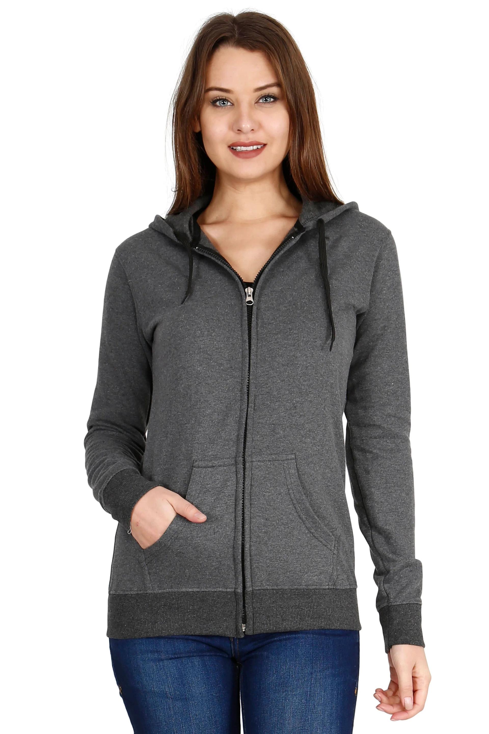 women's cotton plain full sleeve hoodies/sweatshirt