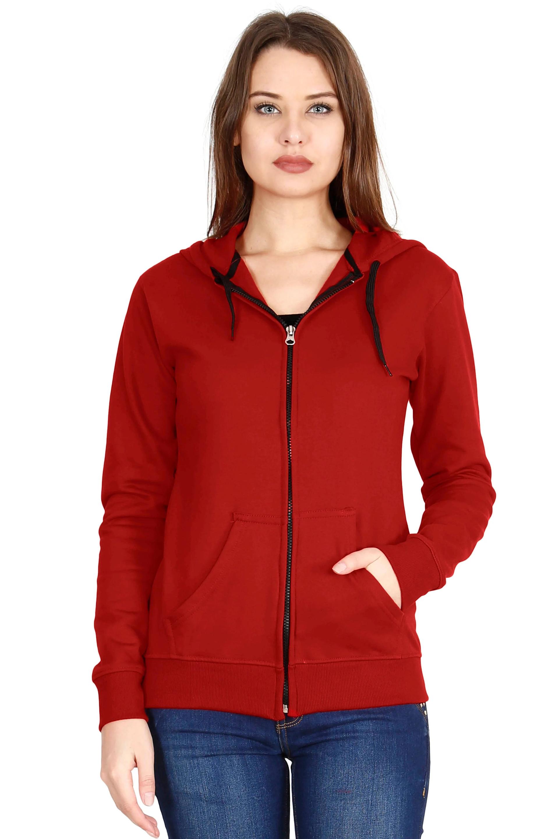 women's cotton plain full sleeve hoodies/sweatshirt