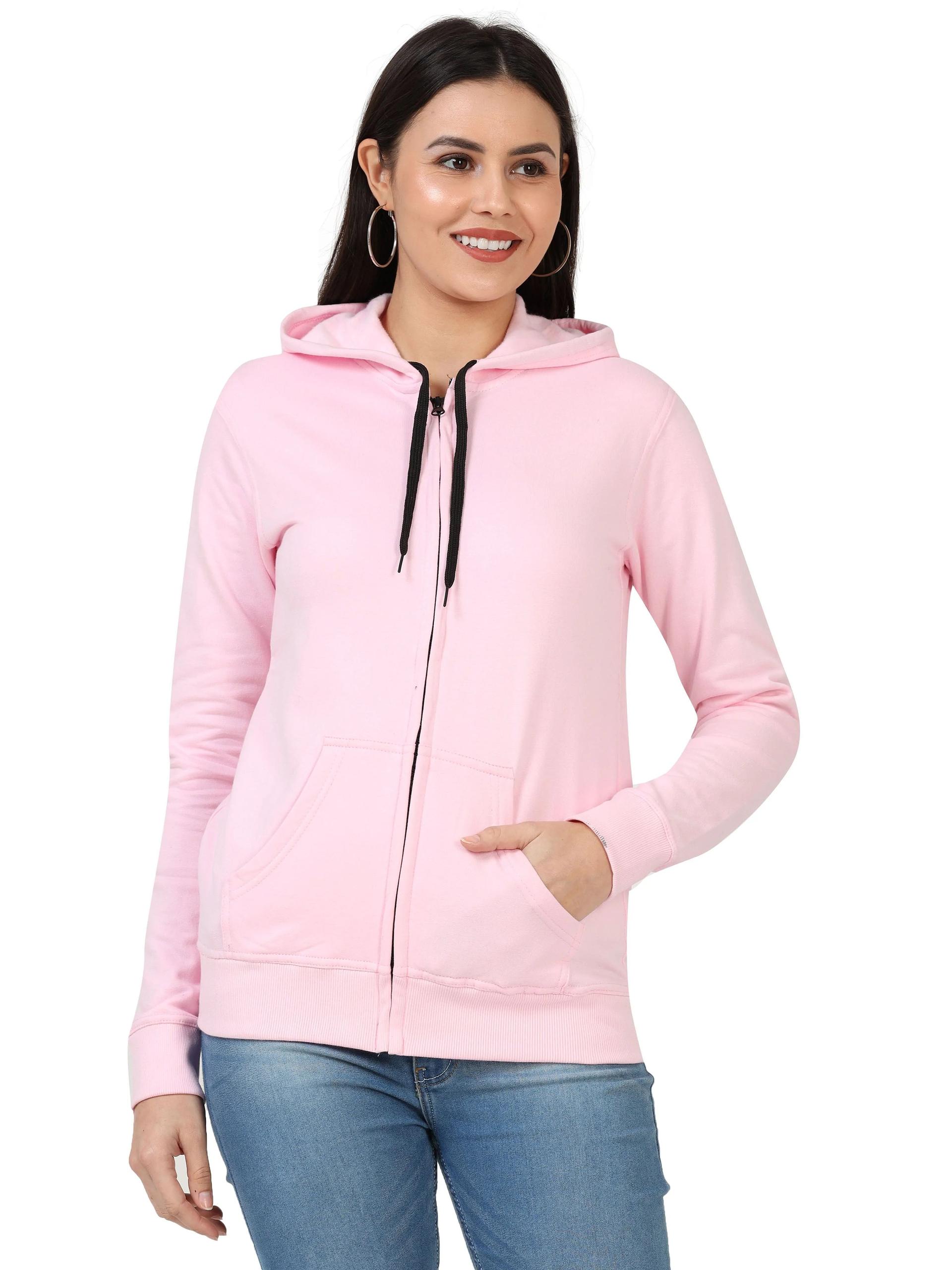 women's cotton plain full sleeve hoodies/sweatshirt