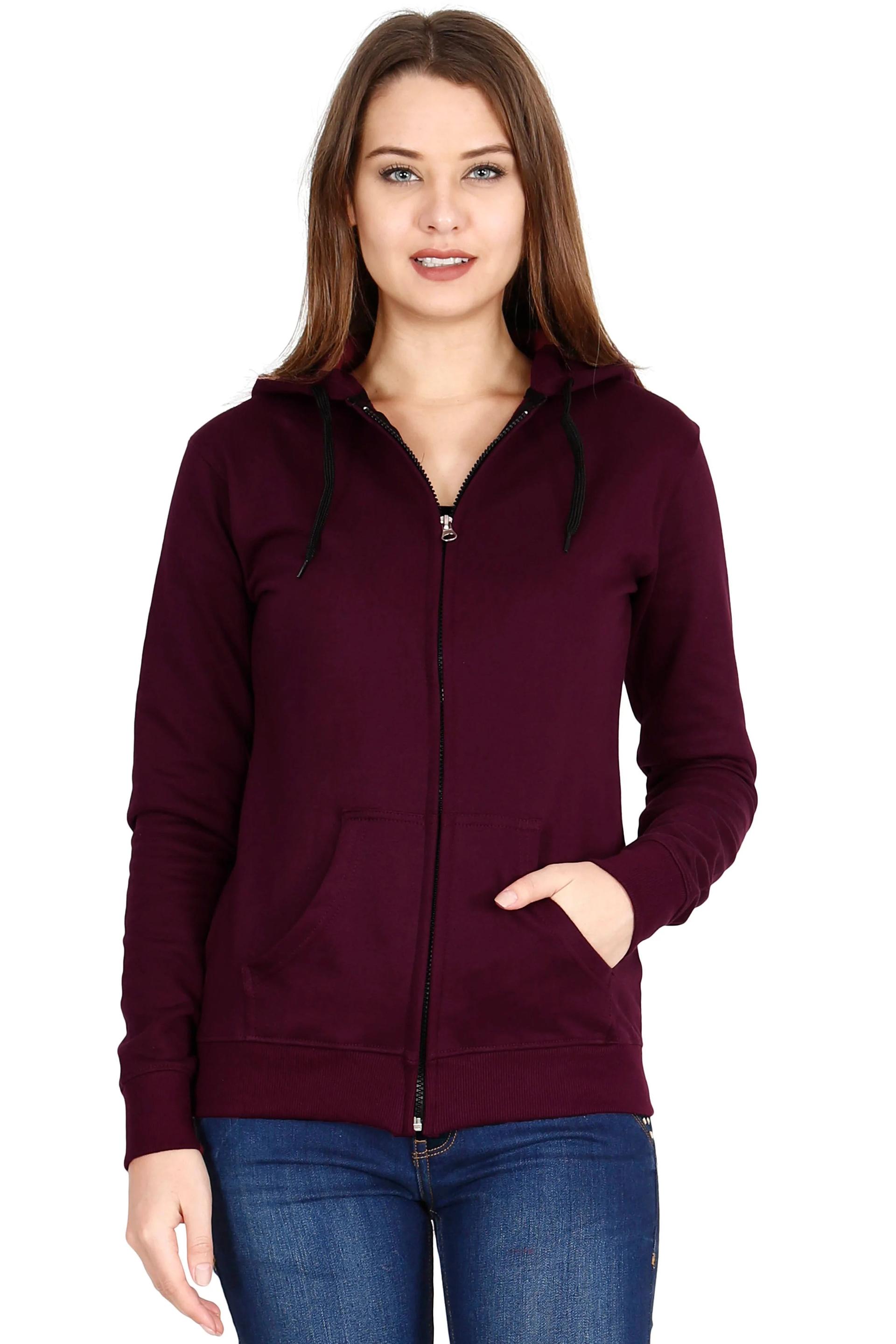 women's cotton plain full sleeve hoodies/sweatshirt