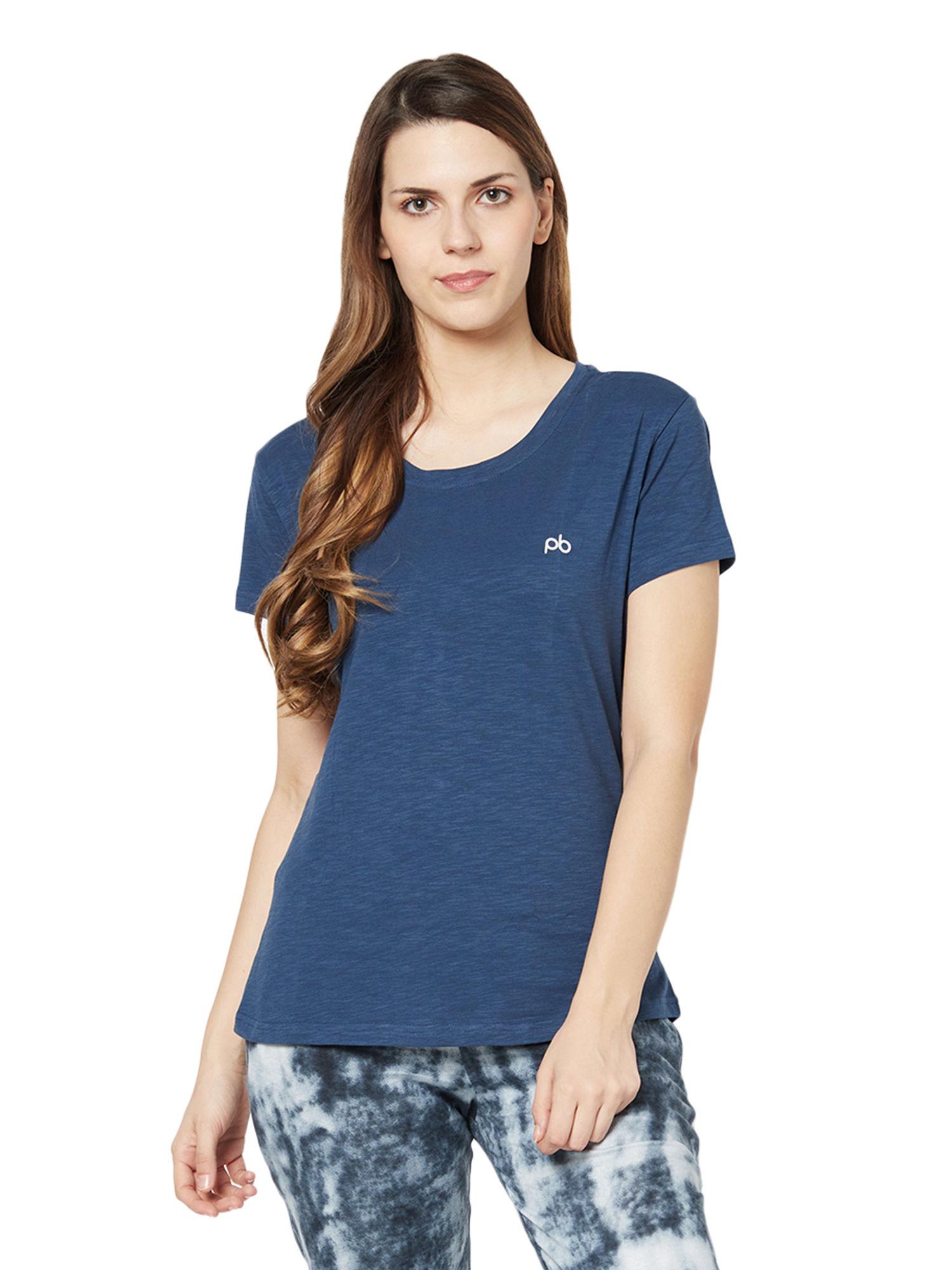 women's cotton rich t-shirt - blue