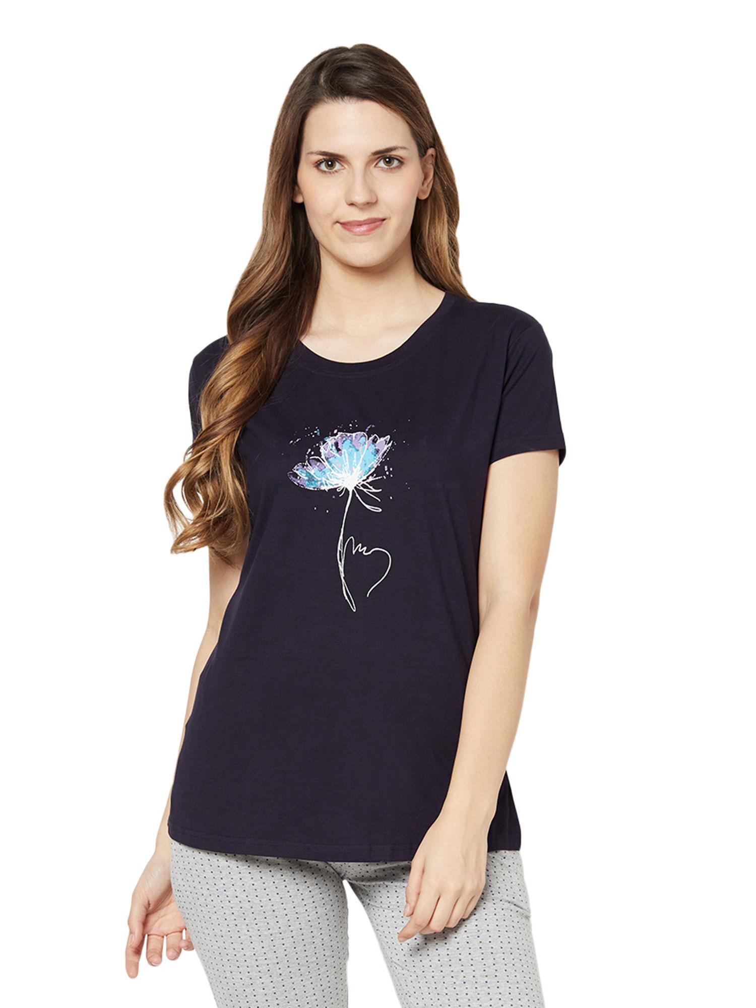 women's cotton rich t-shirt - blue