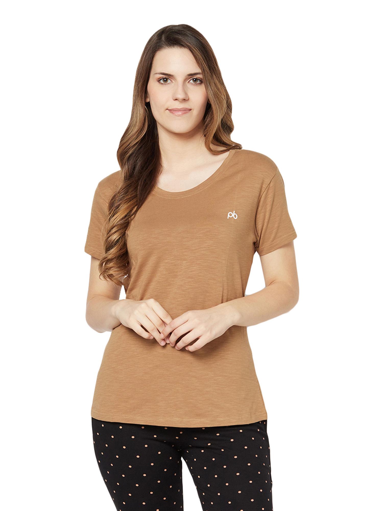 women's cotton rich t-shirt - brown