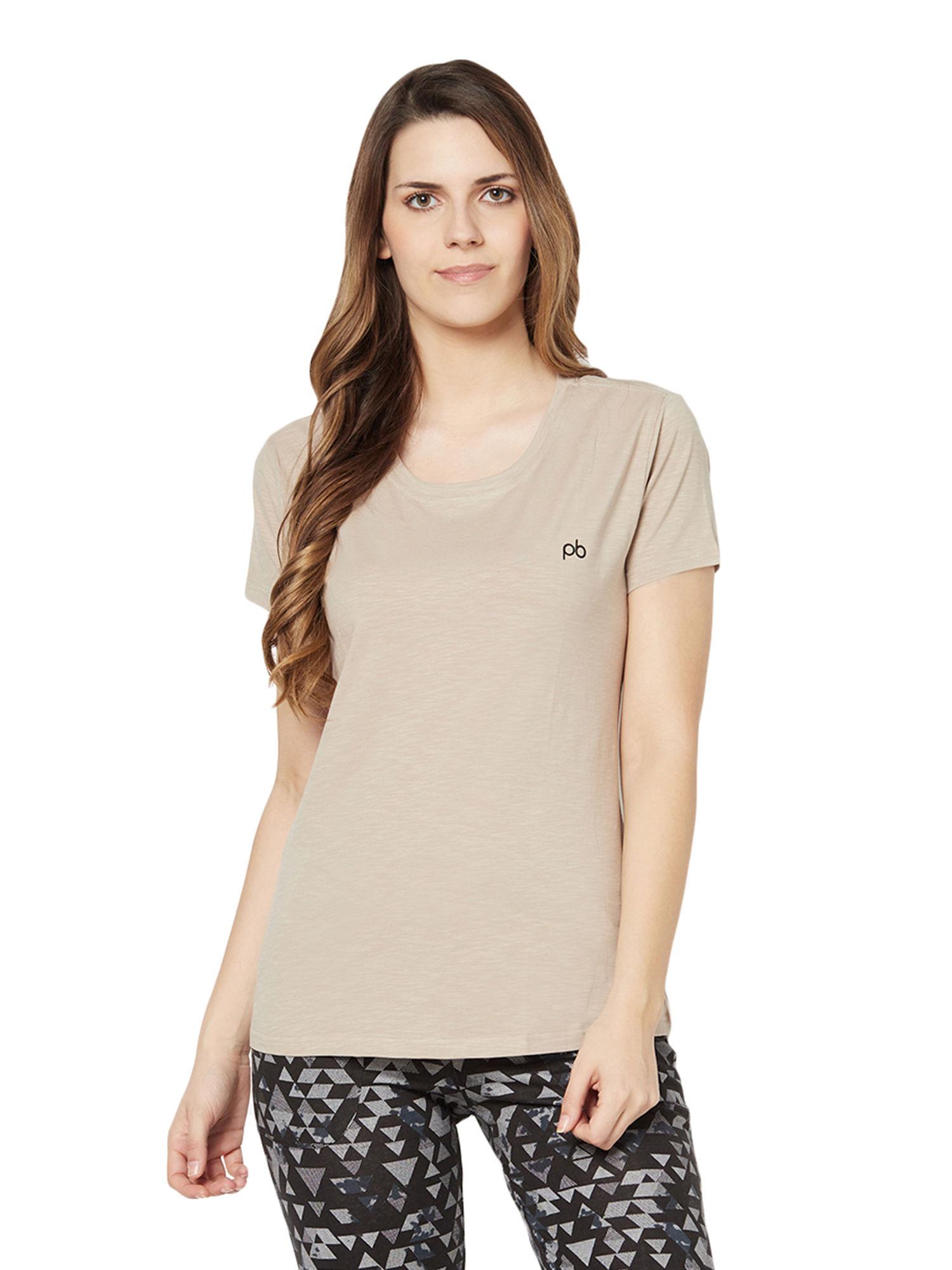 women's cotton rich t-shirt - nude