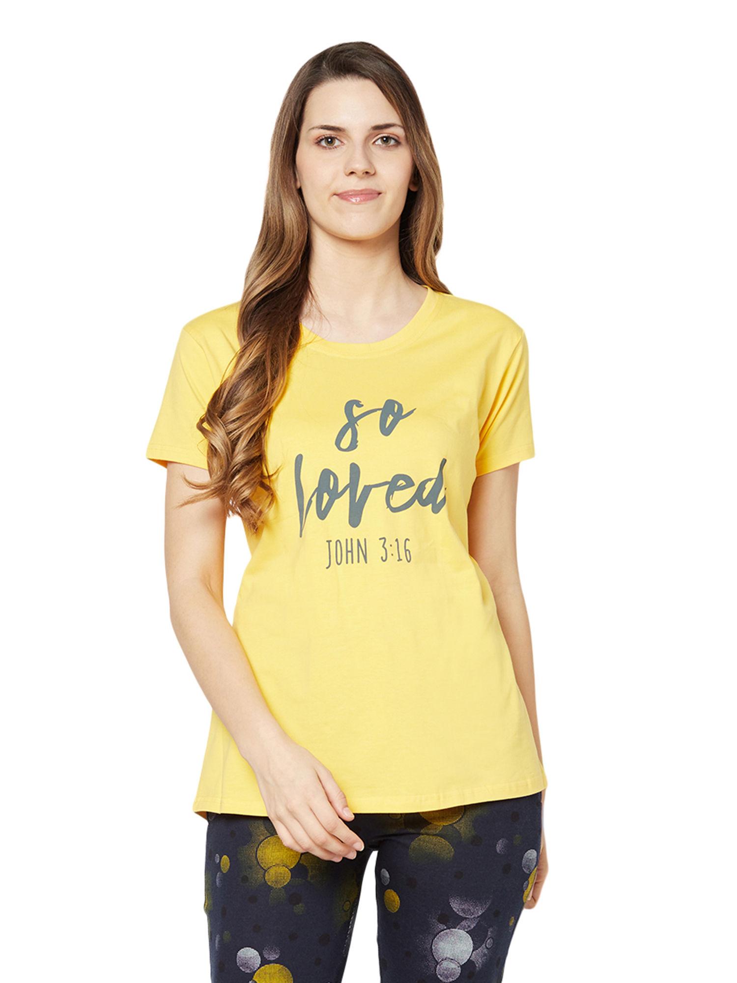 women's cotton rich t-shirt - yellow
