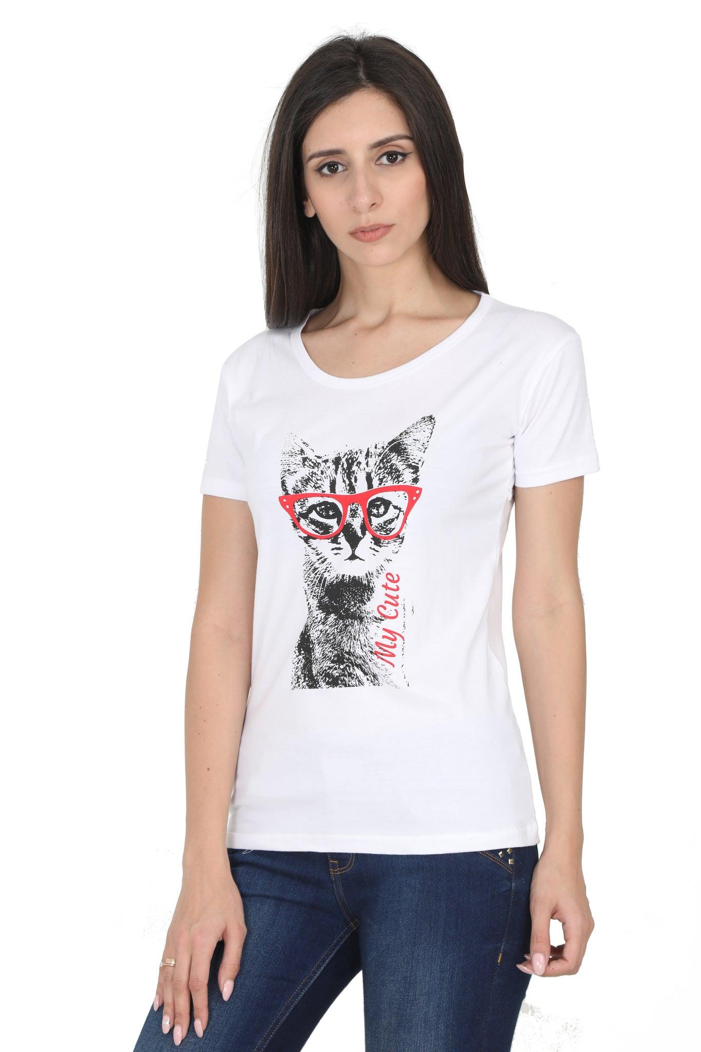 women's cotton round neck printed half sleeve t-shirt