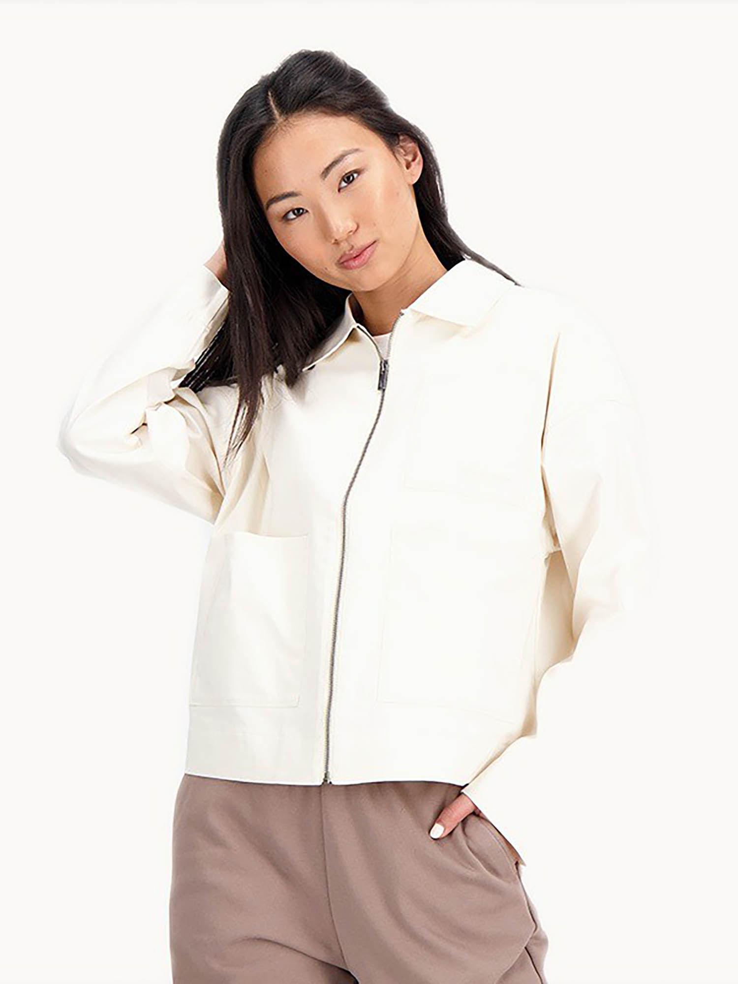 women's cream bomber jacket