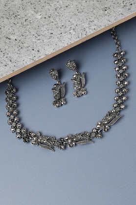 women's crystal tulip jewellery set - silver