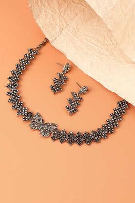 women's embellished butterfly jewellery set - dark silver