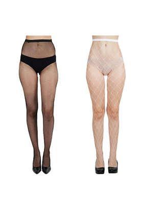 women's fishnet pattern mesh pantyhose stockings pack of 2 - multi