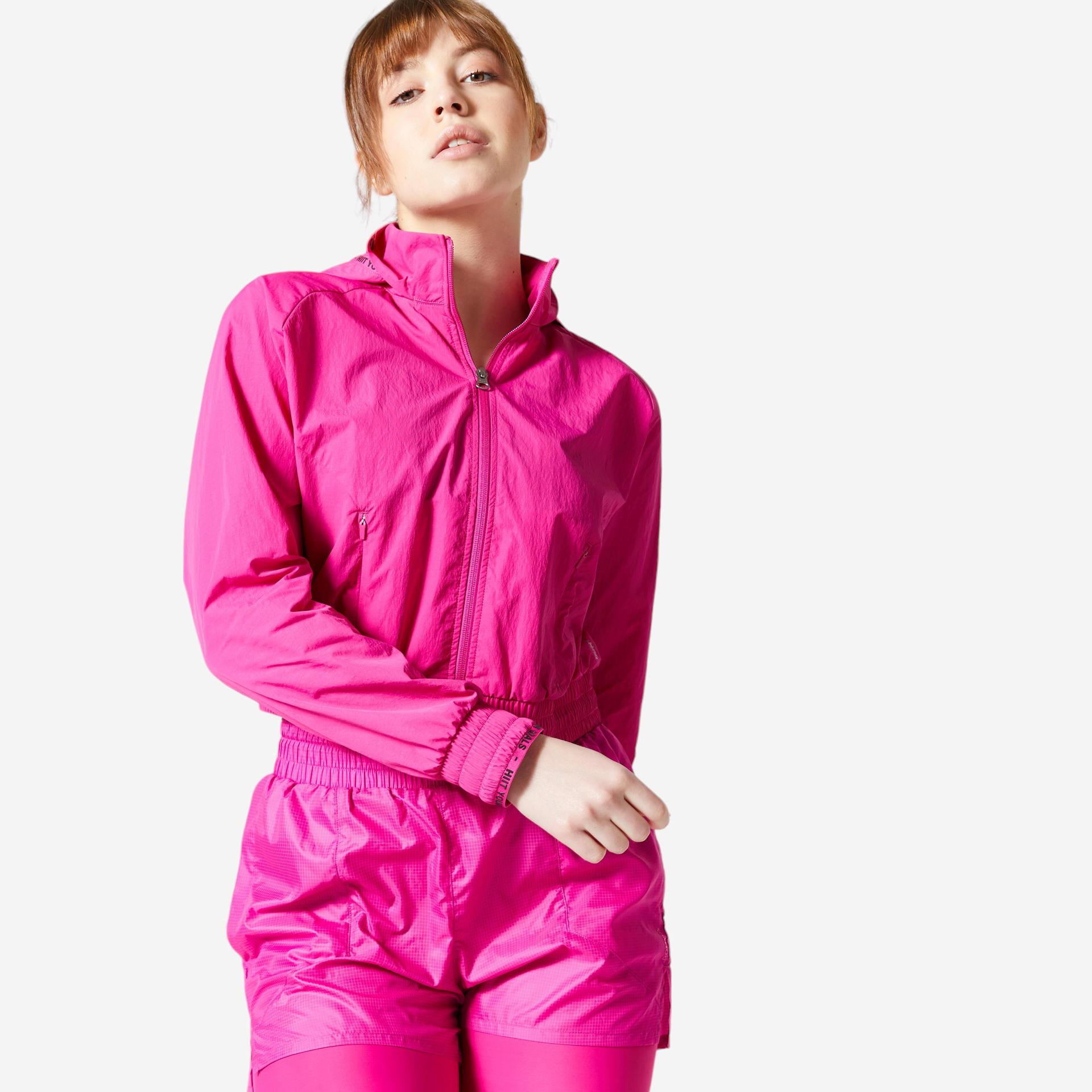 women's fitness cardio hooded jacket - pink