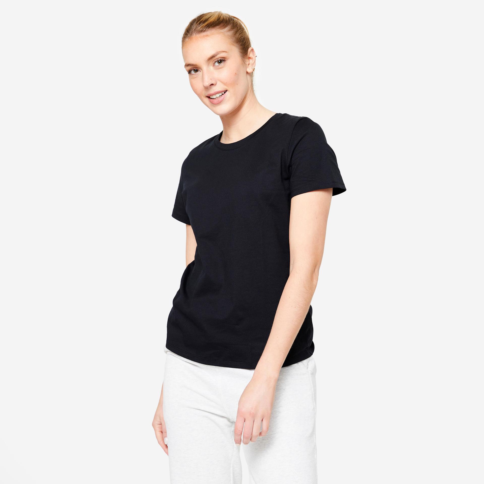 women's fitness t-shirt 500 essentials - black