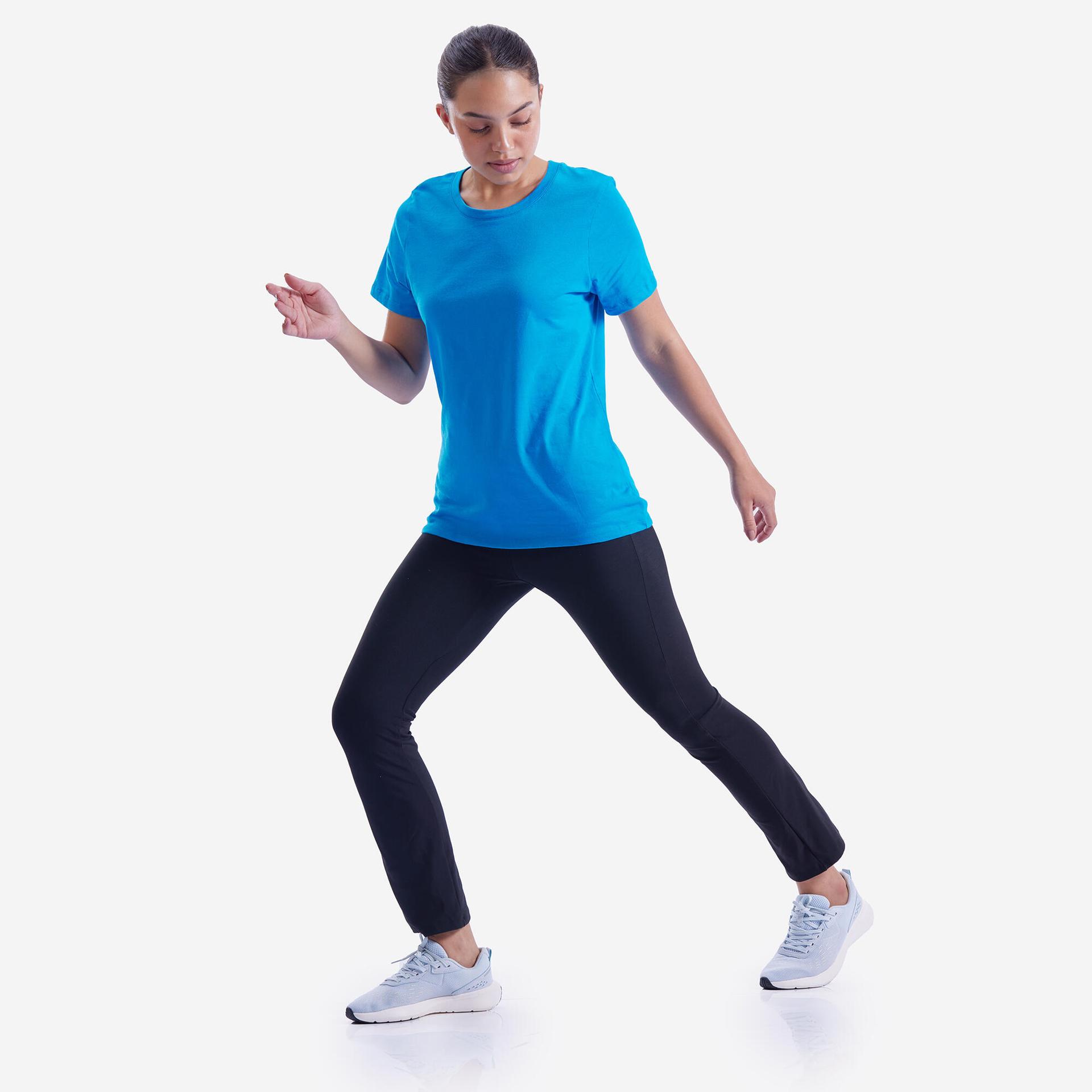 women's fitness t-shirt 500 essentials - deep cyan