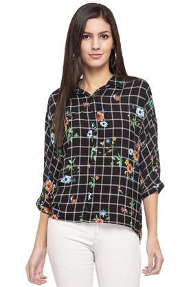 women's floral casual shirt - black