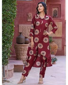 women's floral print a-line kurta set