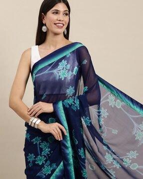 women's floral zari woven design organza banarasi saree with blouse piece saree