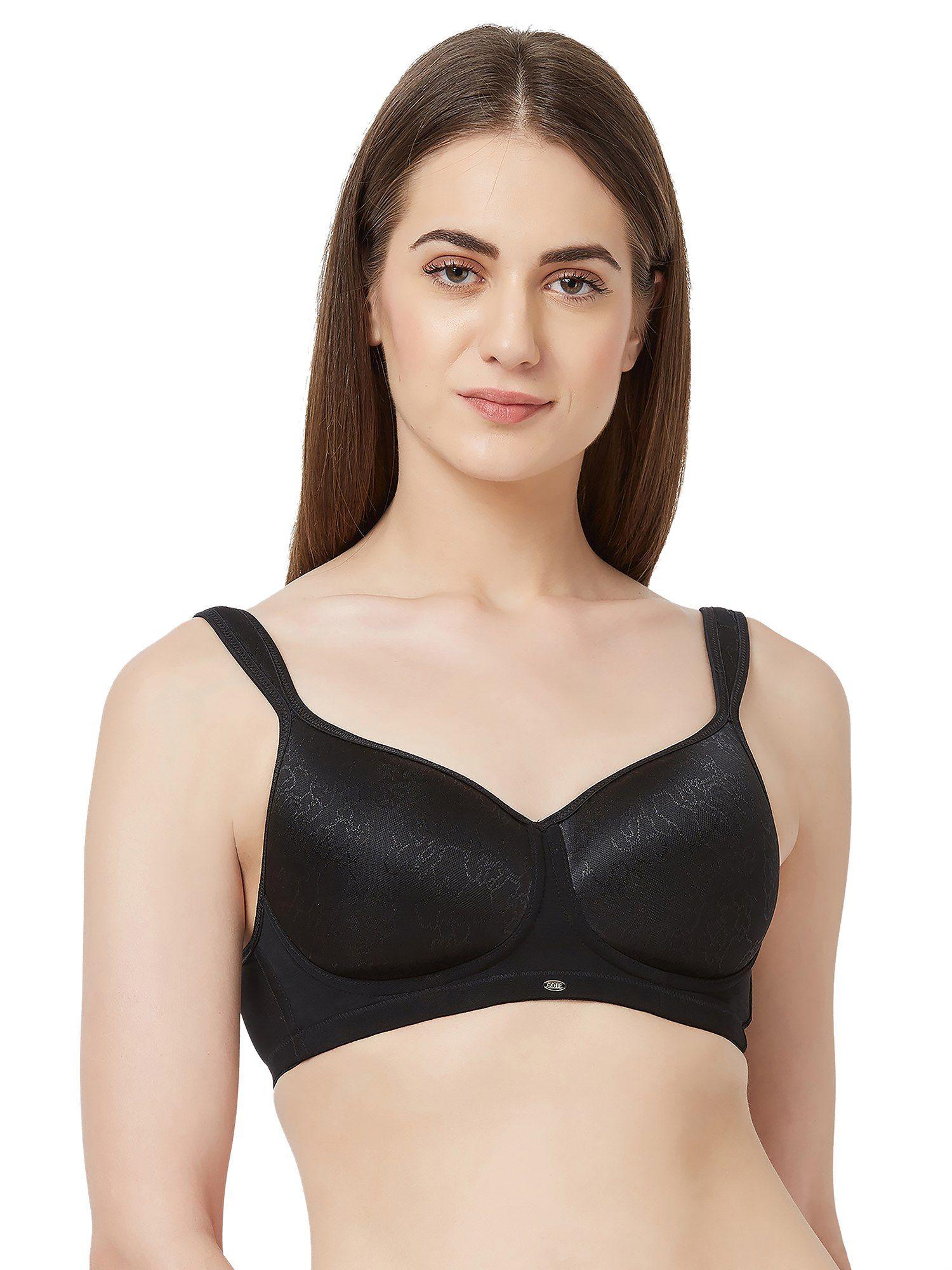 women's full coverage padded non-wired t-shirt bra-black