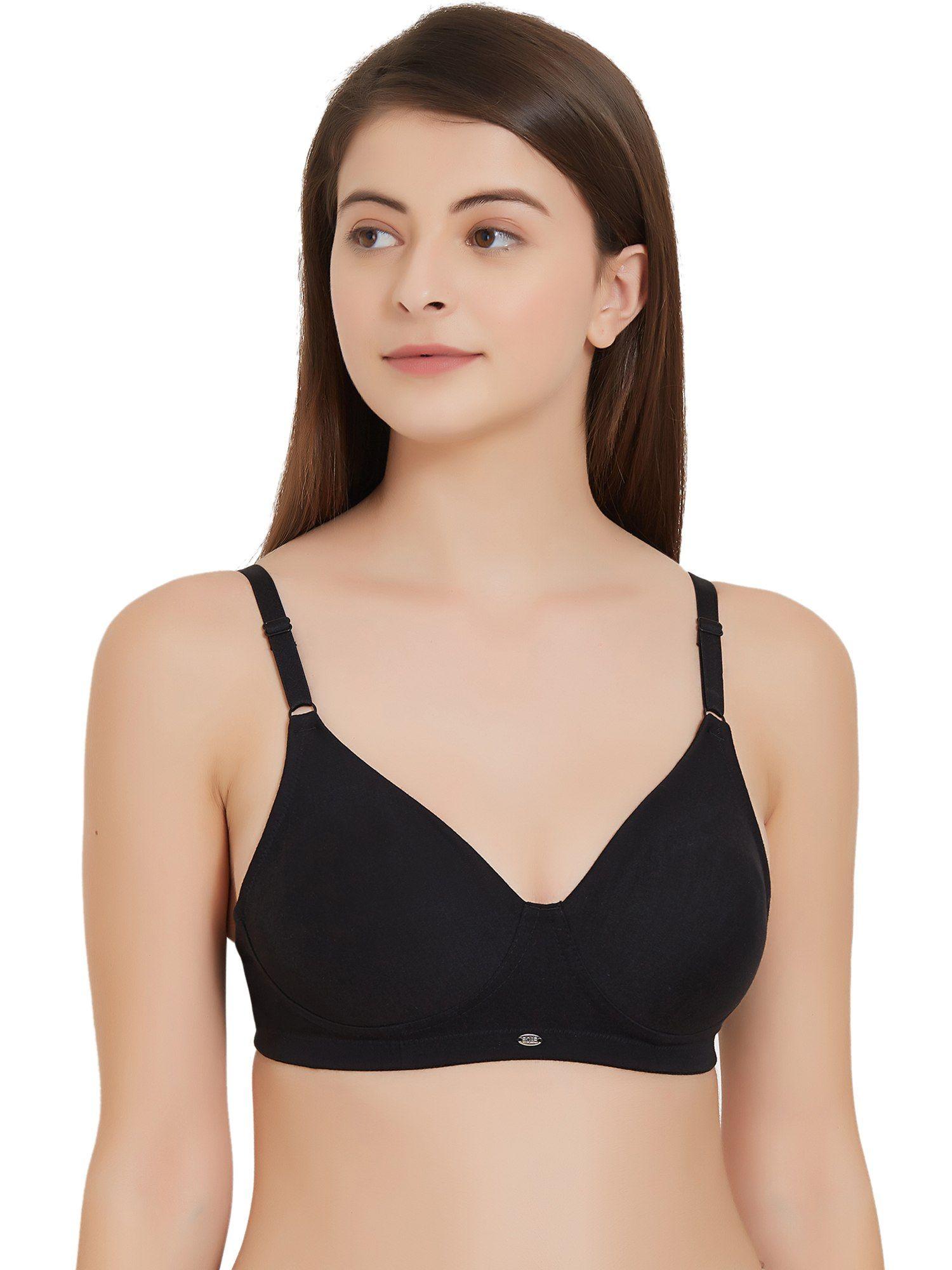 women's full coverage seamless cup non-wired bra -black