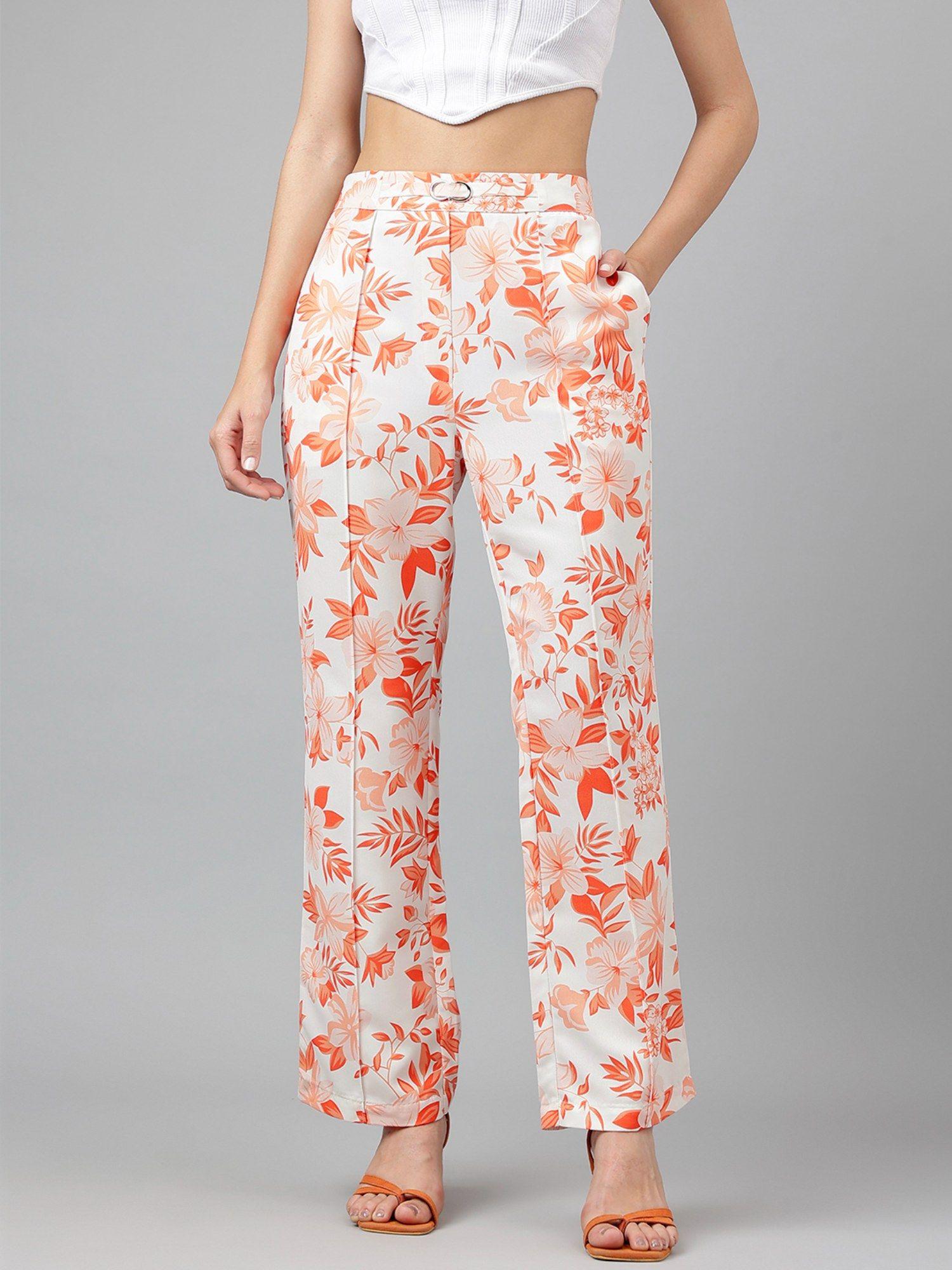 women's full length floral print casual pant