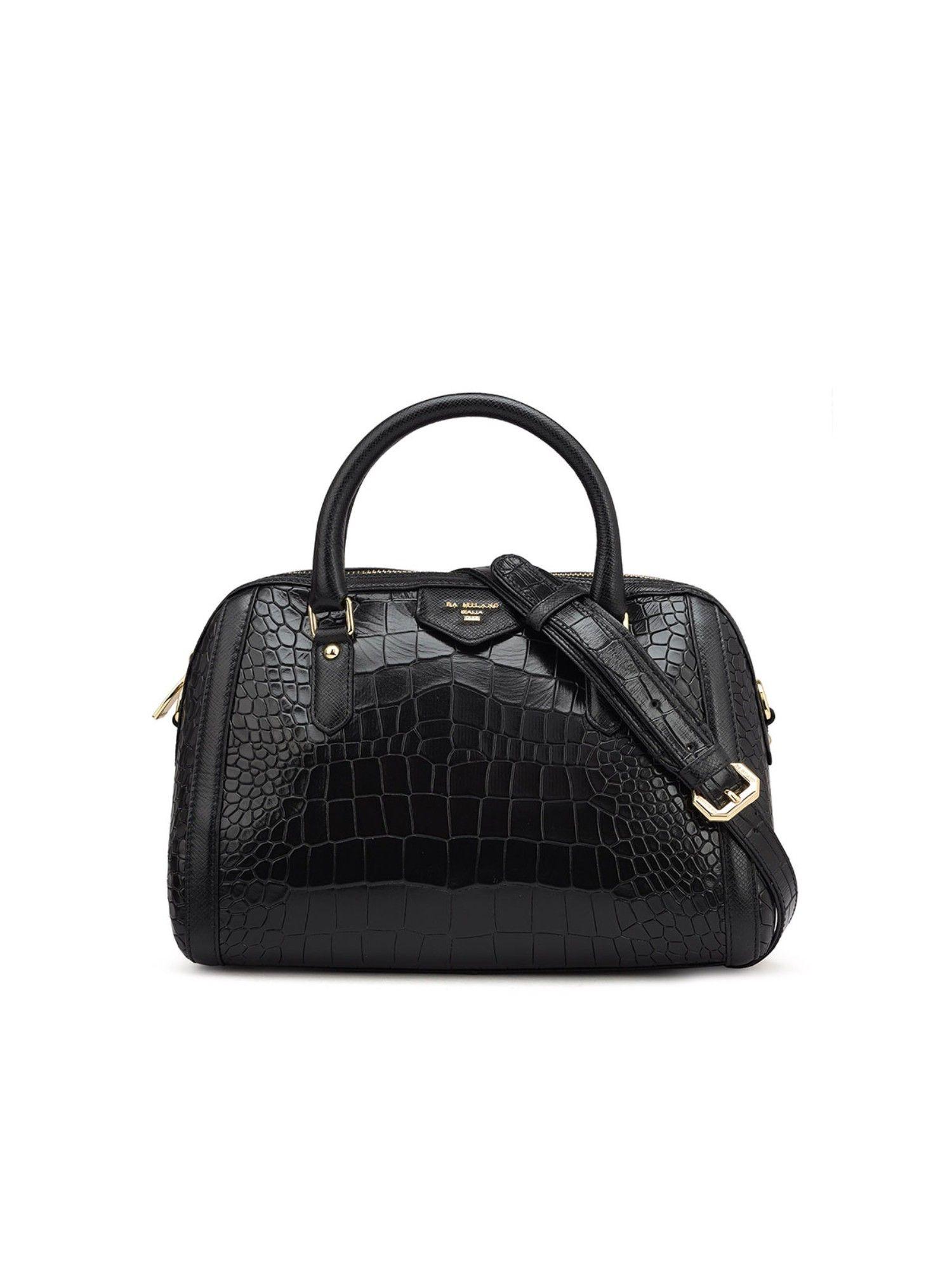 women's genuine leather black satchel bag