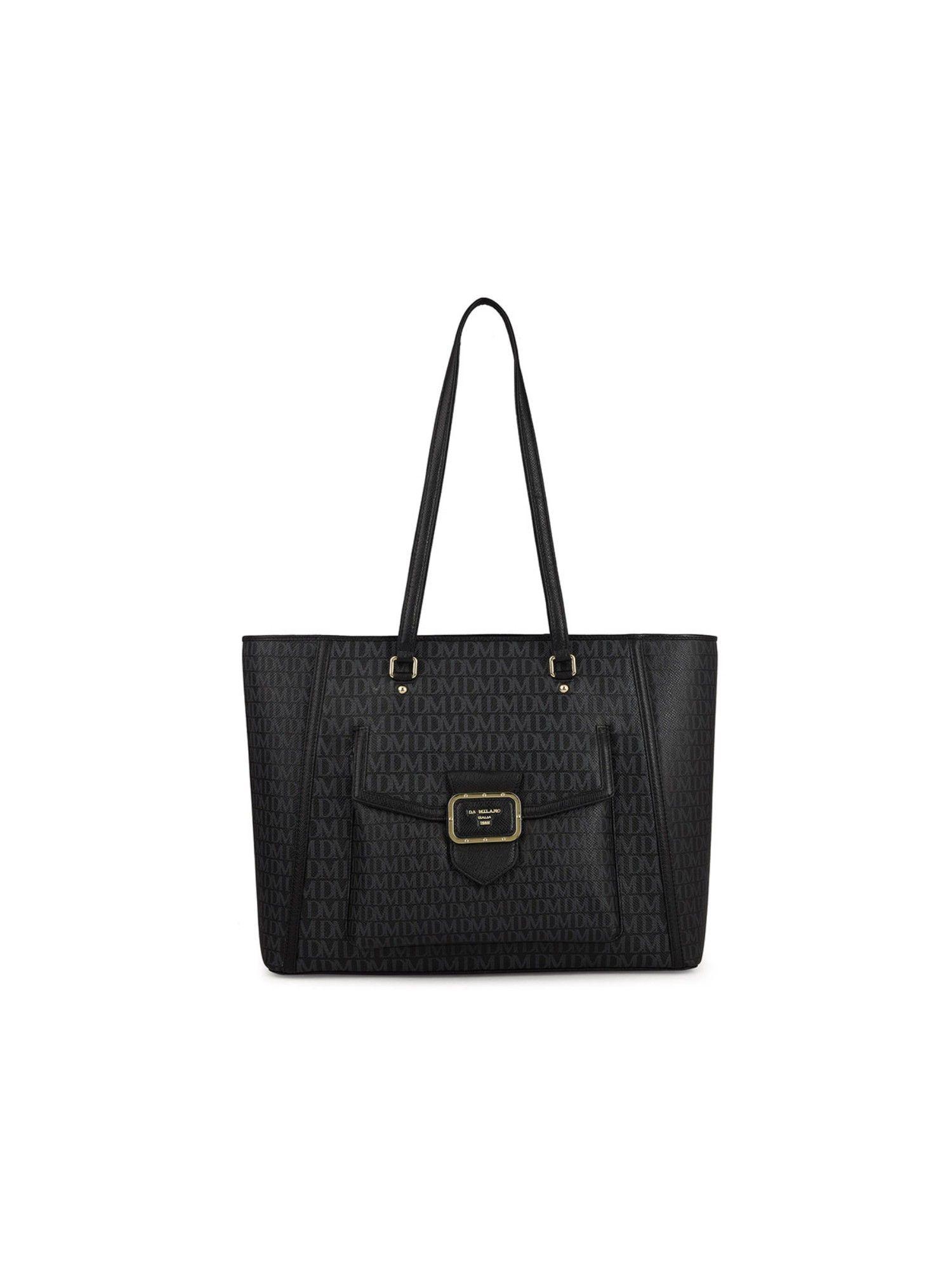 women's genuine leather black tote bag