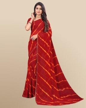 women's georgette printed saree with diamond work lace border printed saree