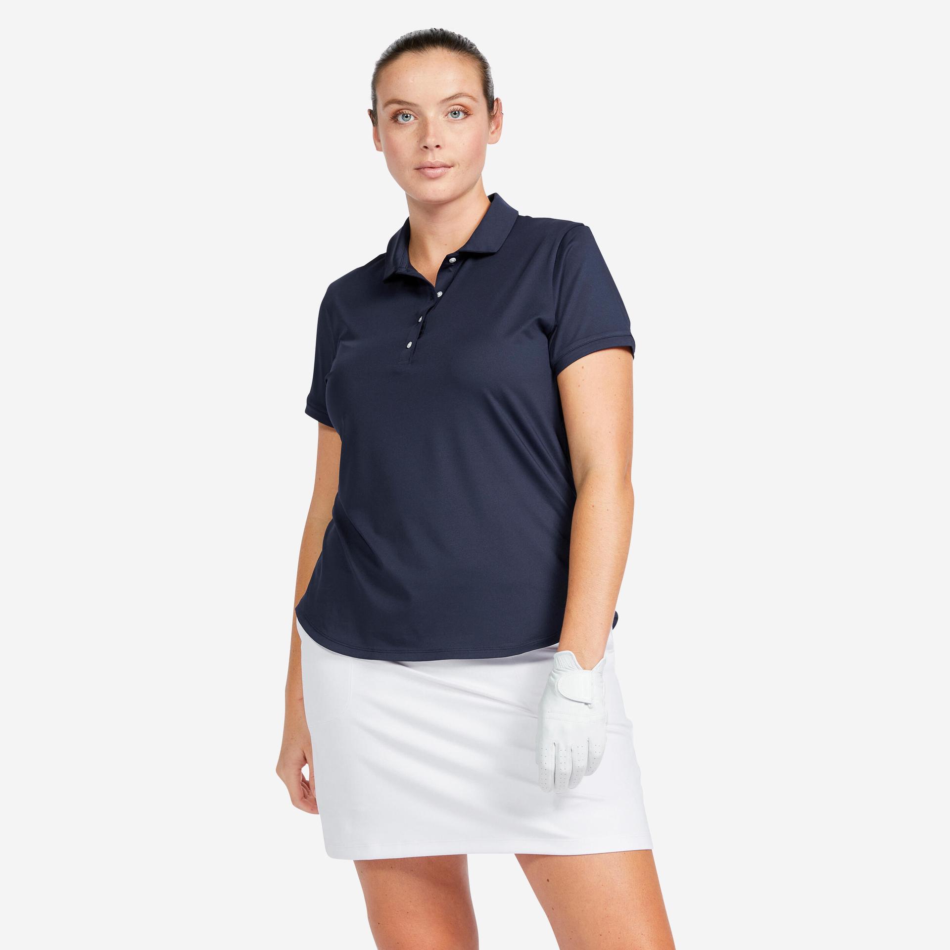 women's golf short-sleeved polo shirt - ww 500 navy blue