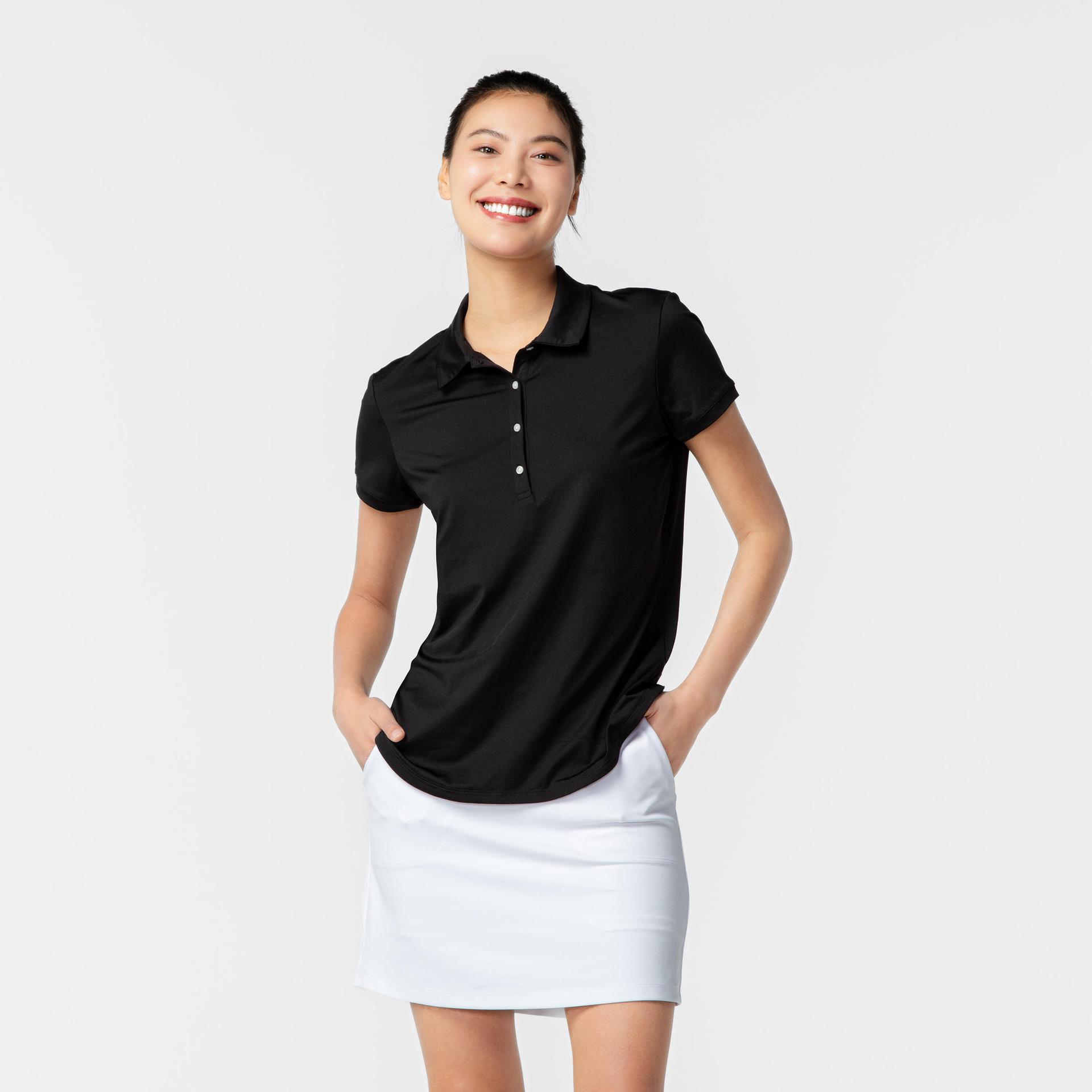 women's golf short-sleeved polo shirt- ww 500 black