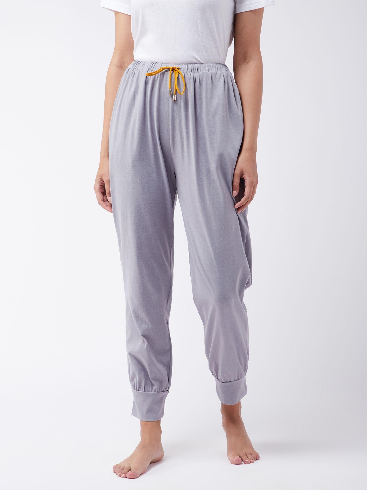 women's gray solid regular pyjama grey