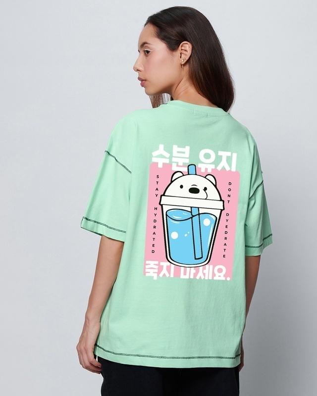 women's green stay hydrated graphic printed oversized t-shirt